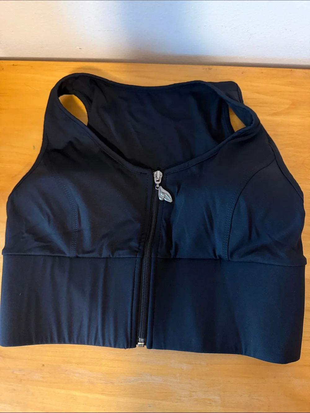 Black Front-Zip High-Support Sports Bra